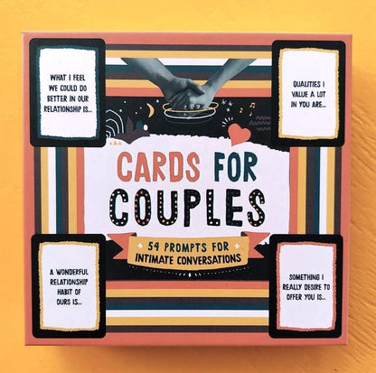 Front view of Cards for Couples: 54 Prompts for Intimate Conversations from J&J Shop Online showcasing the card deck design.