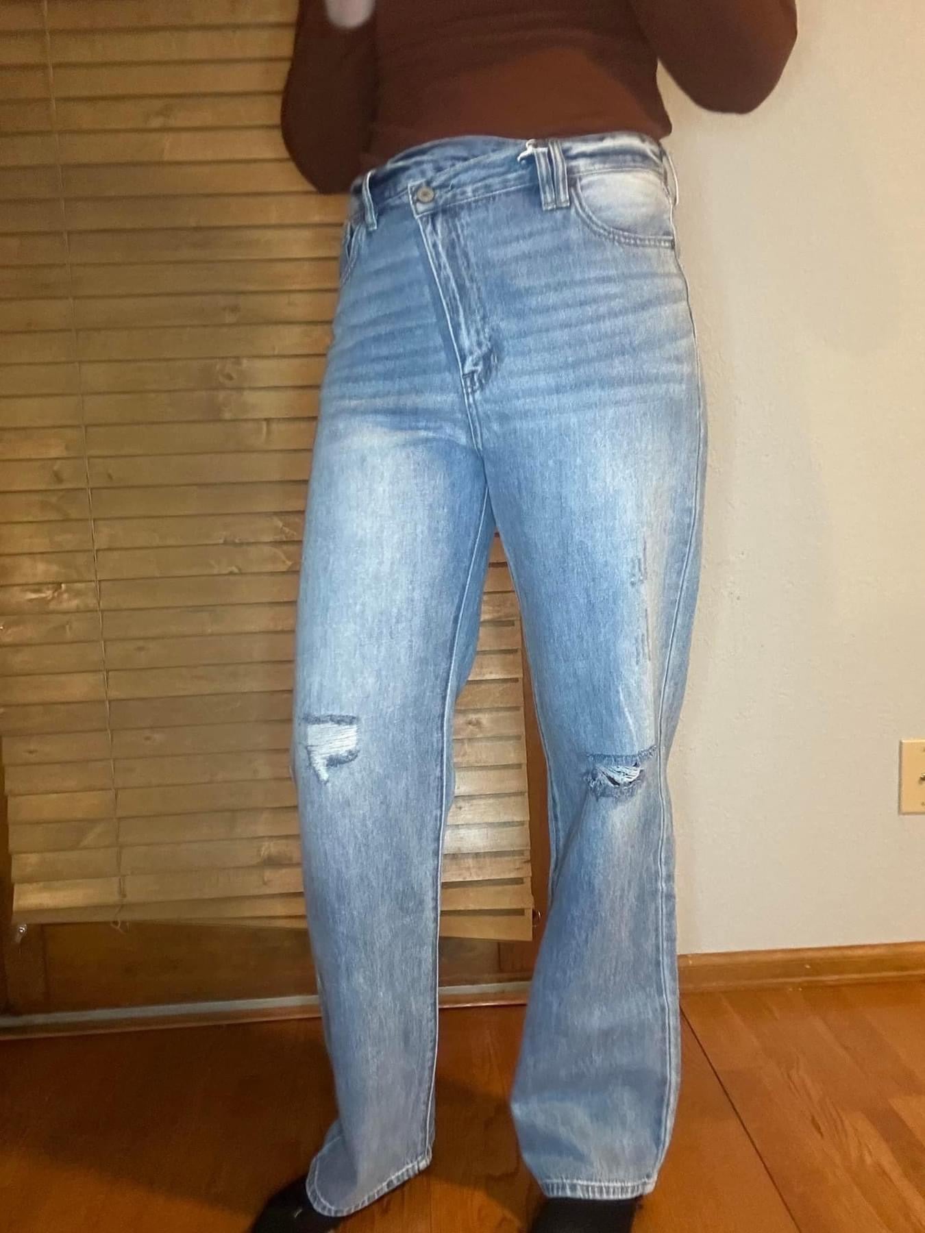 Side view of Kancan 90s Wide Leg Straight Jeans available at J&J Shop Online.