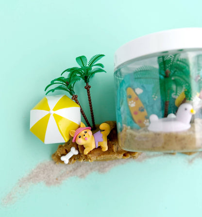 Creative KidDough play kit from J&J SHOP ONLINE, complete with puppy figurines, beach ring, and other themed play pieces for imaginative fun.