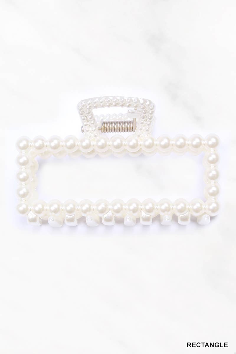 Pearl Hair Claw Clip from J&J SHOP ONLINE, featuring a sophisticated pearl finish and available in multiple styles.