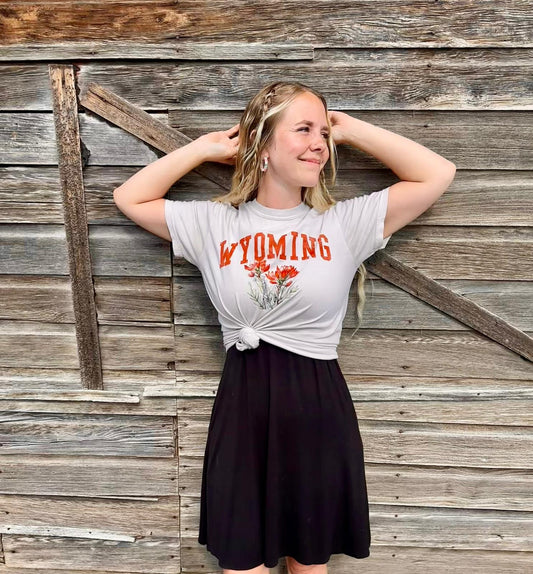 Front view of the Wyoming State Flower T-Shirt from J&J Shop Online, featuring a soft, state-of-the-art print on a Comfort Colors garment dyed tee.