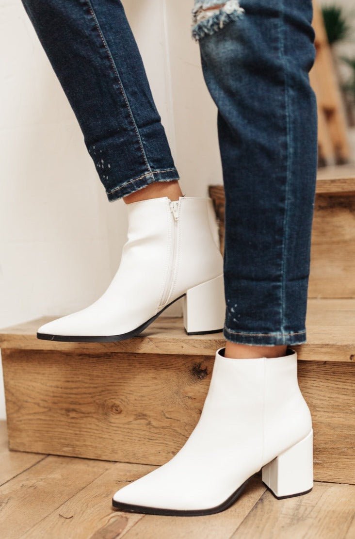 Amari Ankle Boots in White from J&J Shop Online - Fashionable Ankle Boots Side View