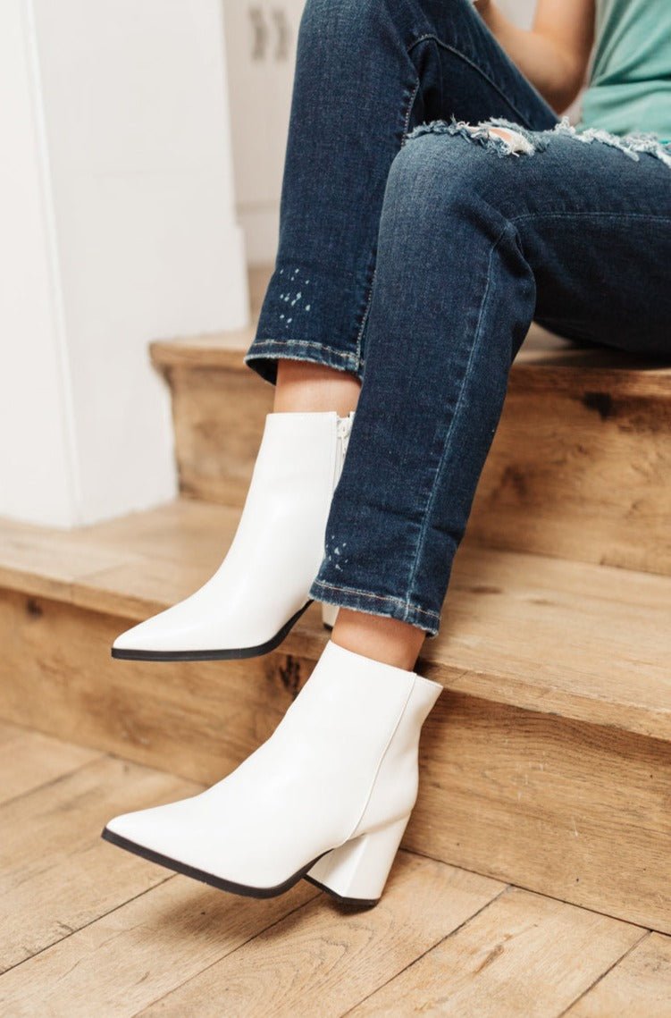 Amari Ankle Boots in White from J&J Shop Online - Trendy Boots Detail View