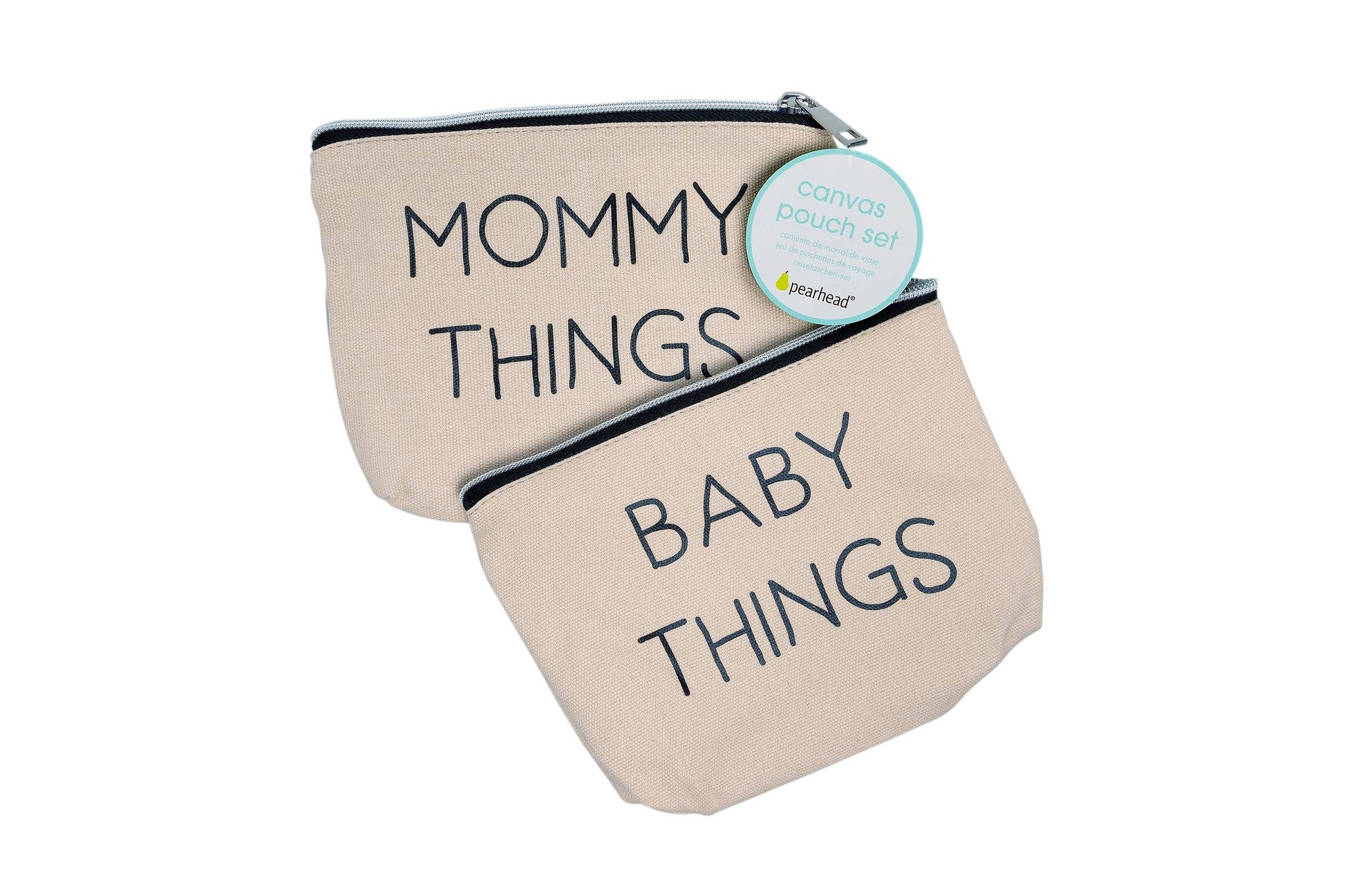 Canvas pouches set for mommy and baby by Pearhead, including practical and stylish pouches, available at J&J Shop Online